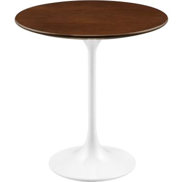 Lippa 20 Inch Round Side Table In Walnut And White
