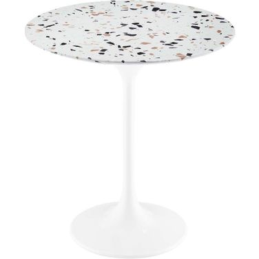 Lippa 20 Inch Round Terrazzo Side Table In White