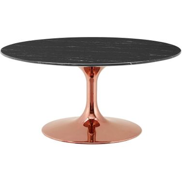 Lippa 36 Inch Artificial Marble Coffee Table In Black