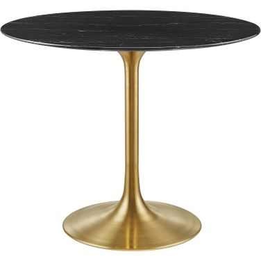 Lippa 36 Inch Artificial Marble Dining Table In Black and Gold