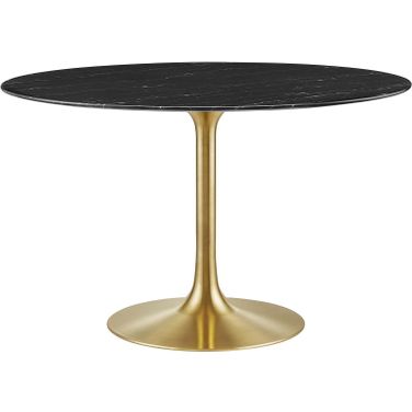 Lippa 47 Inch Artificial Marble Dining Table In Black and Gold