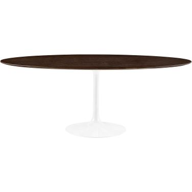 Lippa 78 Inch Oval Dining Table In White/Cherry Walnut