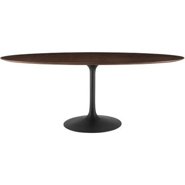 Lippa 78 Inch Wood Oval Dining Table In Walnut and Black