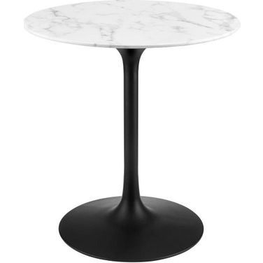 Lippa Black and White 28 Inch Round Artificial Marble Dining Table