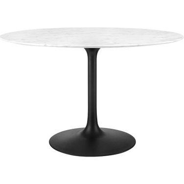 Lippa Black and White 47 Inch Round Artificial Marble Dining Table EEI-3527-BLK-WHI