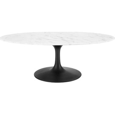 Lippa Black and White 48 Inch Oval-Shaped Artificial Marble Coffee Table