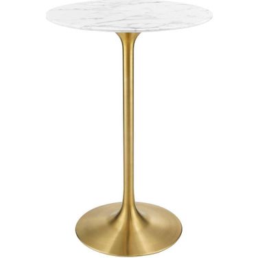 Lippa Gold and White 28 Inch Artificial Marble Bar Table
