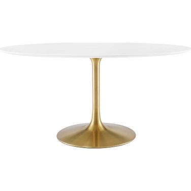 Lippa Gold and White 60 Inch Oval Wood Dining Table EEI-3254-GLD-WHI