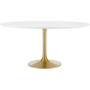 Lippa Gold and White 60 Inch Round Wood Dining Table