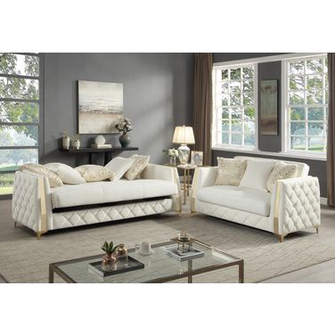 Lippa Living Room Set In Gold And Off white