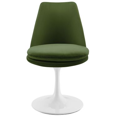Lippa Performance Velvet Swivel Dining Chair In White and Moss Green