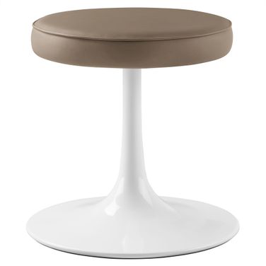 Lippa Vegan Leather Round Stool In Mushroom Brown