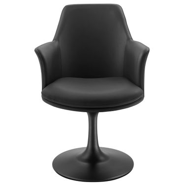 Lippa Vegan Leather Swivel Dining Armchair In Black