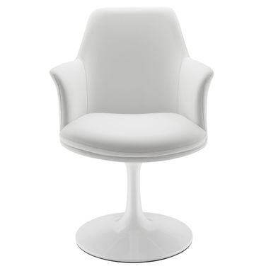 Lippa Vegan Leather Swivel Dining Armchair In White