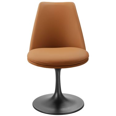 Lippa Vegan Leather Swivel Dining Chair In Black and Tan