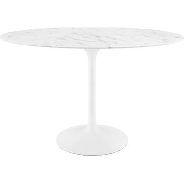 Lippa White 48 Inch Oval Artificial Marble Dining Table