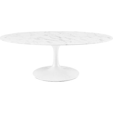 Lippa White 48 Inch Oval-Shaped Artificial Marble Coffee Table