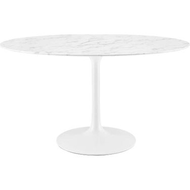 Lippa White 54 Inch Oval Artificial Marble Dining Table
