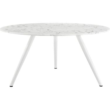 Lippa 60 Inch Artificial Marble Round Dining Table with Tripod Base In White