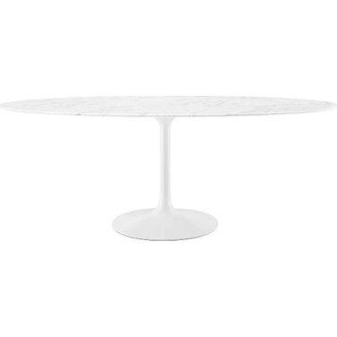 Lippa White 78 Inch Oval Artificial Marble Dining Table