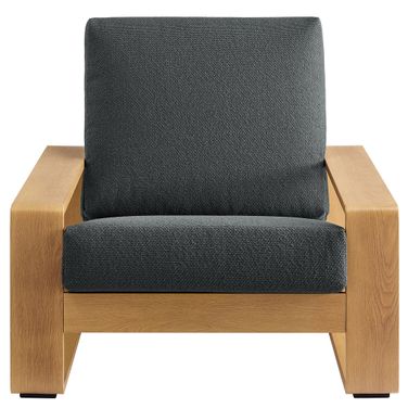 Lirienne Outdoor Patio Aluminum Faux Wood Armchair In Charcoal and Natural