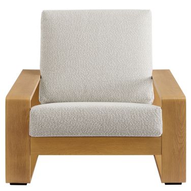 Lirienne Outdoor Patio Aluminum Faux Wood Armchair In Ivory and Natural