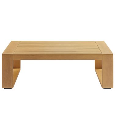 Lirienne Outdoor Patio Aluminum Faux Wood Coffee Table In Natural