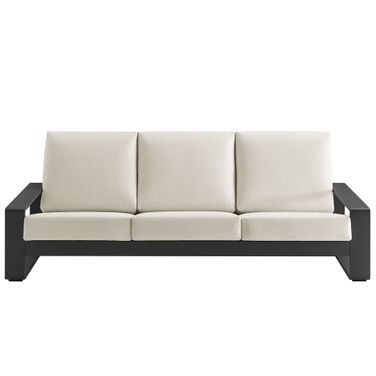 Lirienne Outdoor Patio Aluminum Sofa In Cream and Gray