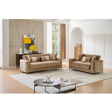 Lisa Living Room Set In Gold And Copper