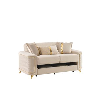 Lisa Loveseat In Ivory and Gold