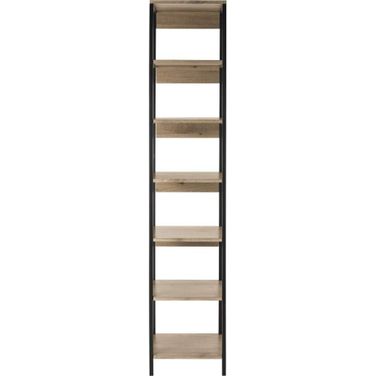 Lisa Oak and Black Retro Mid Century 7-Tier Etagere