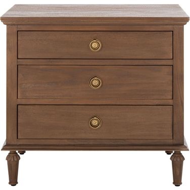 Lisabet 3 Drawer Wood Nightstand In Brown