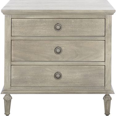 Lisabet 3 Drawer Wood Nightstand In Light Grey