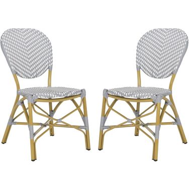 Lisbeth Grey and White French Bistro Stacking Side Chair Set of 2