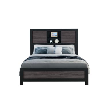 Lisbon Bookcase Queen Bed In Gray and Black