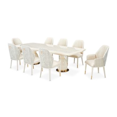 Lisbon Dining Room Set In Silken Matte Cream