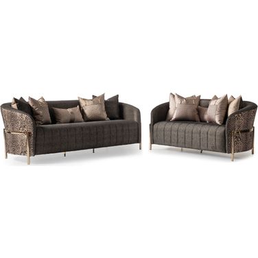 Lisbon Living Room Set In Onyx Gold