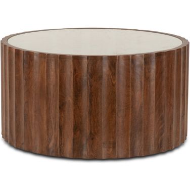 Lisbon Modern White Marble Coffee Table In Matte Brown