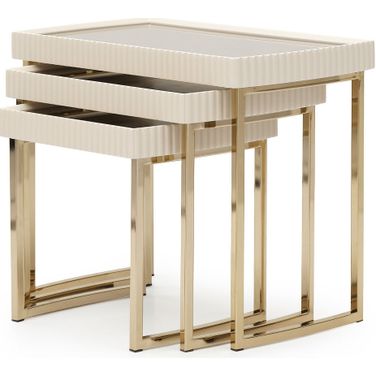 Lisbon Nesting Tables Set of 3 In Silken Matte Cream