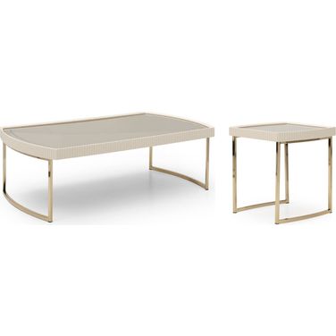 Lisbon Occasional Table Set In Silken Matte Cream
