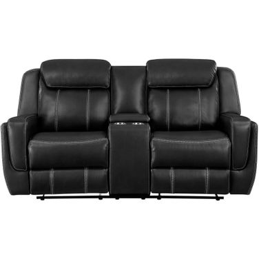 Littleton Double Reclining Loveseat with Center Console and USB Ports In Black