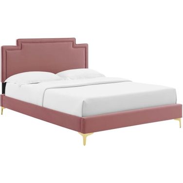 Liva Performance Velvet King Bed In Dusty Rose