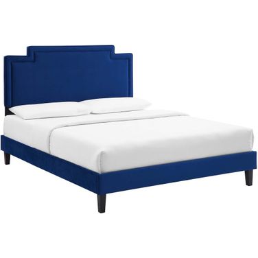 Liva Performance Velvet King Bed In Navy