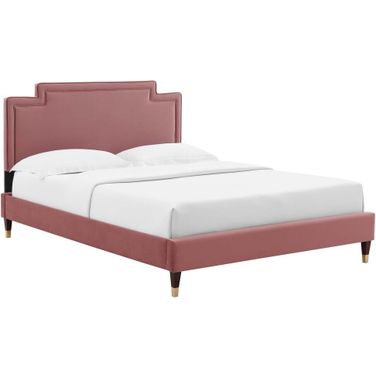 Liva Performance Velvet Twin Bed In Dusty Rose