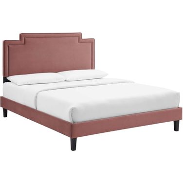 Liva Performance Velvet Twin Bed In Dusty Rose