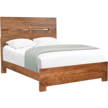 Live Edge Bow Joint Solid Wood Queen Bed Frame In Brown