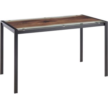 Live Edge Contemporary Table In Black Steel With Printed Glass Top