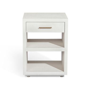 Livia Small Bedside Chest In Antique Brass and White