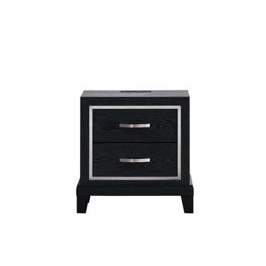 Livingston 2 Drawer Nightstand with AC/USB Outlets In Black