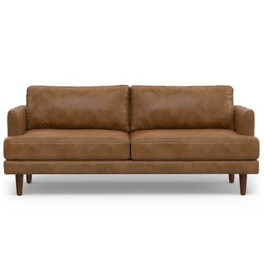 Livingston Top Grain Genuine Leather 76 Inch Sofa In Caramel Brown